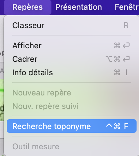 Recherche par menu